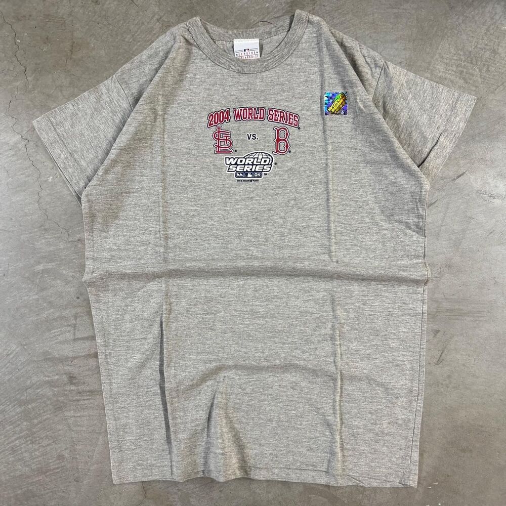 NWT 2004 World Series Baseball Women’s Grey T-shirt Cardinals V.S. Red sox